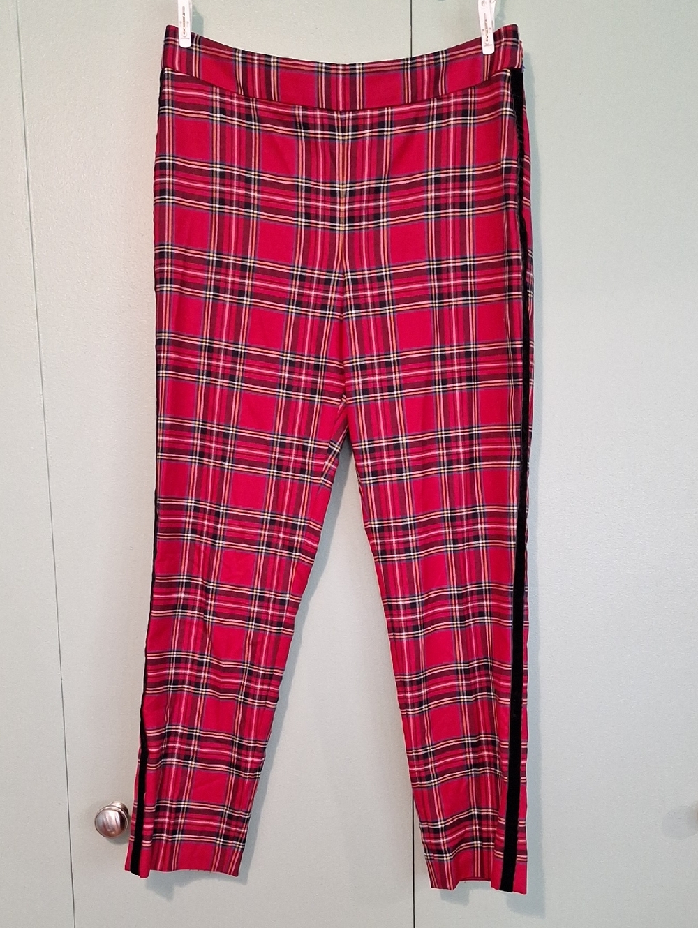Talbots Wool Blend Red Plaid Slim Ankle Pant Size 8